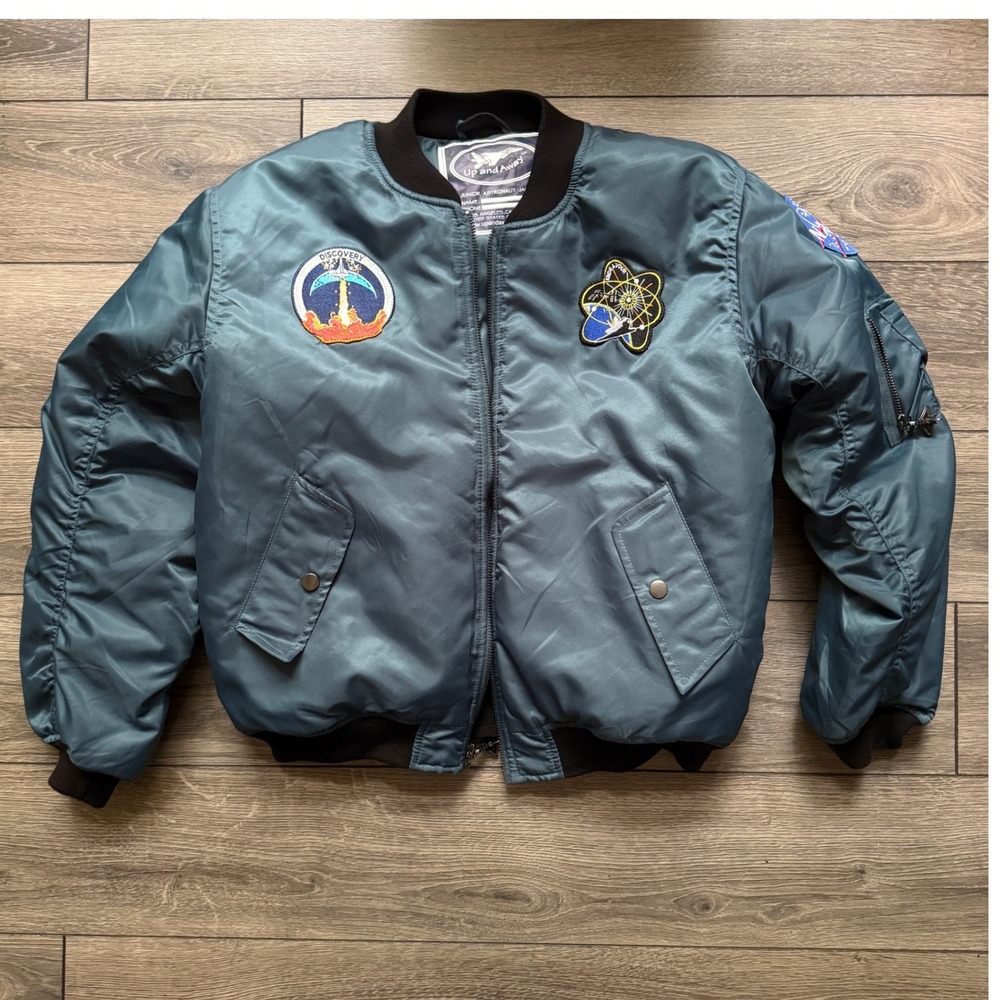 Up‎ and Away Junior Astronaut Jacket Kids XL 14 NASA Space Flight Bomber Blue